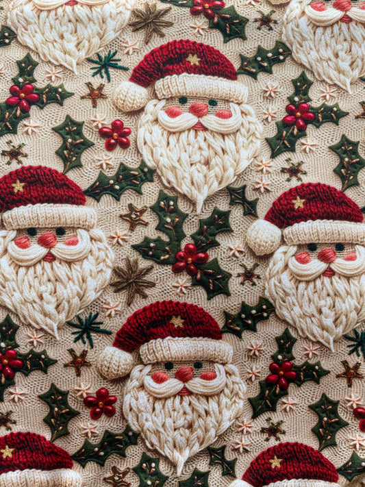 Vintage Santa Faux Embroidered