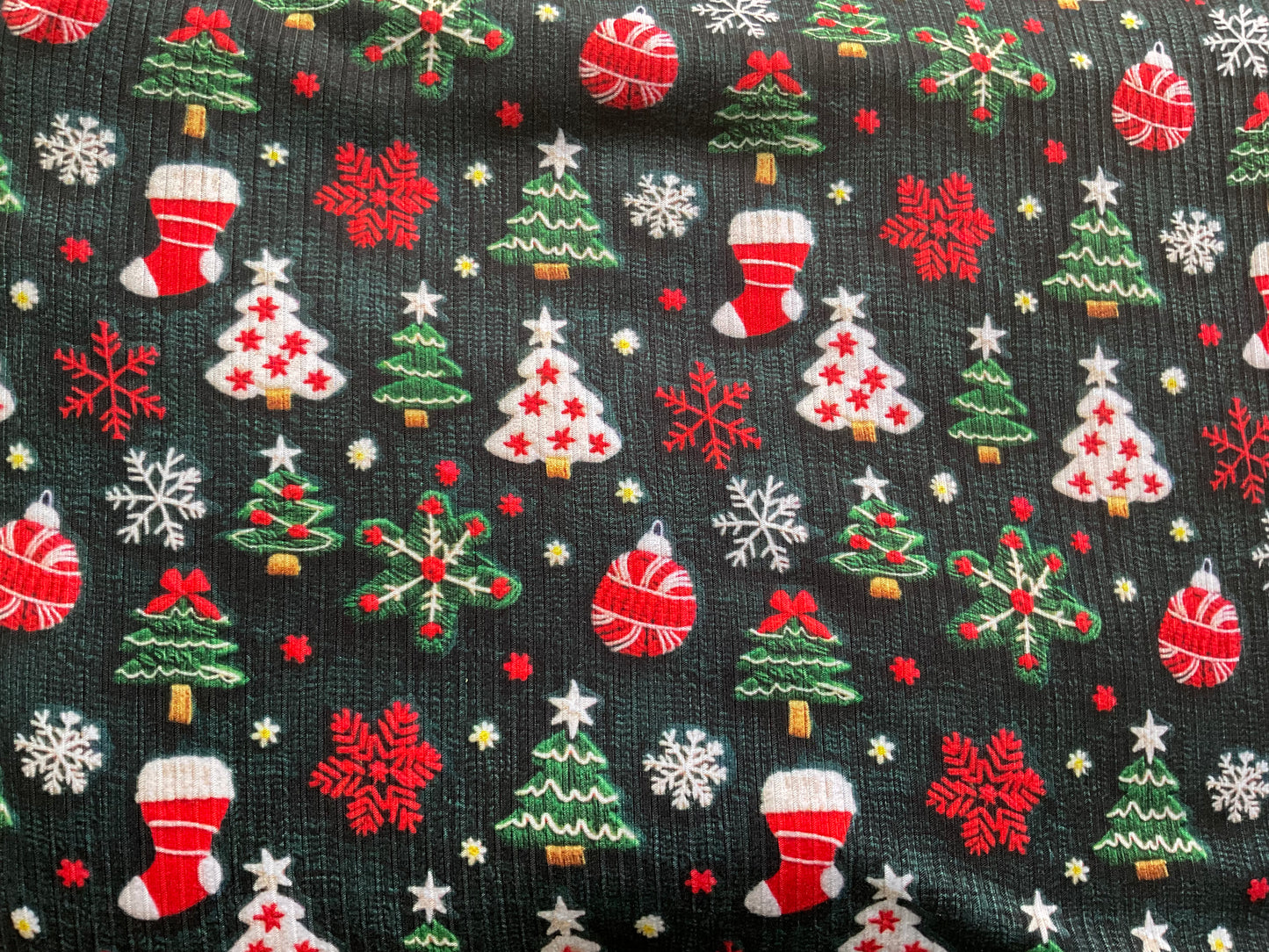 Christmas Trees Faux Embroidered